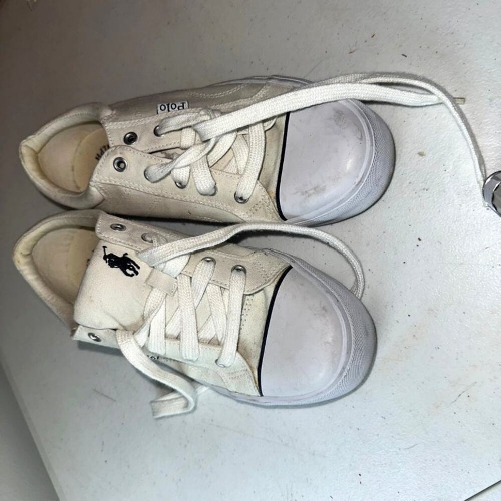 Ralph Lauren Polo White Canvas Sneakers Size 8